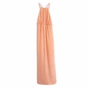 Show Me You Mumu Light Pink Chiffon Lined Maxi Dress, Low Back